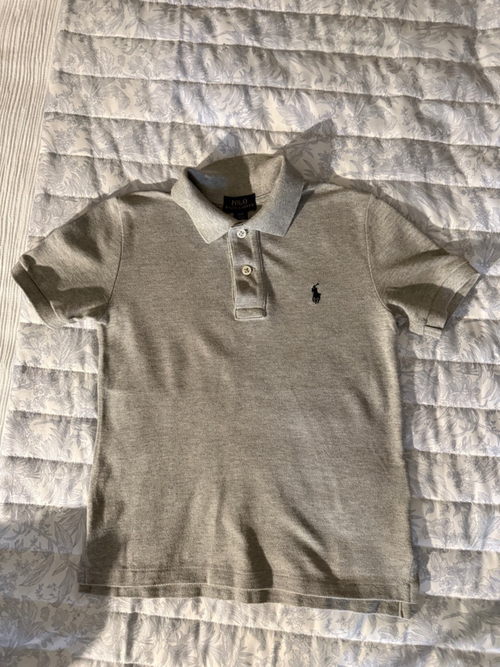 Ralph Lauren Kids Light Gray Polo with Navy Pony